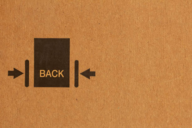 istock Packaging symbol to indicate back side of the material inside. Back side symbol used in logistics and delivery 1293315456