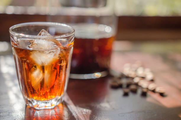 istock Cold brew coffee placed on a wooden table on a sunny day. 1293316884