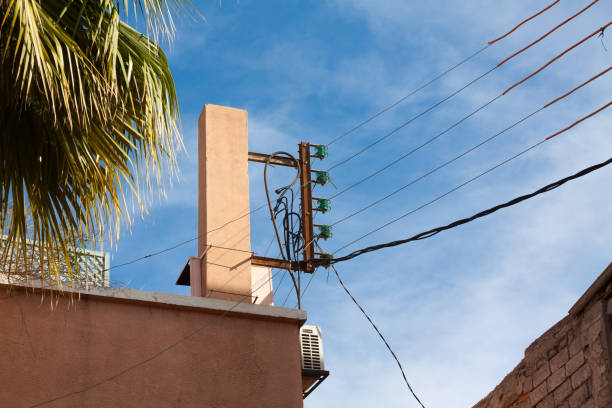 istock Electricty cables between roofs in Medina of Marakech 1293322136