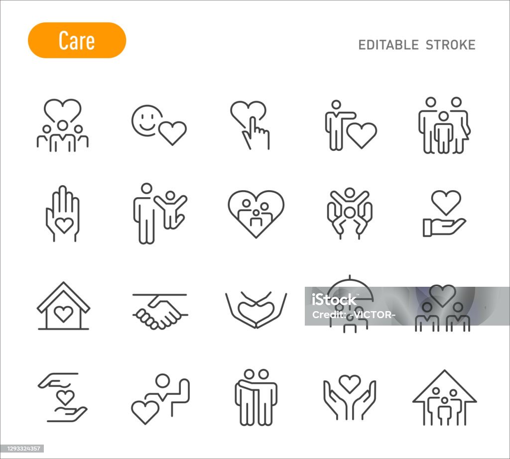 Care Icons - Line Series - Editable Stroke Care Icons (Editable Stroke) Icon stock vector