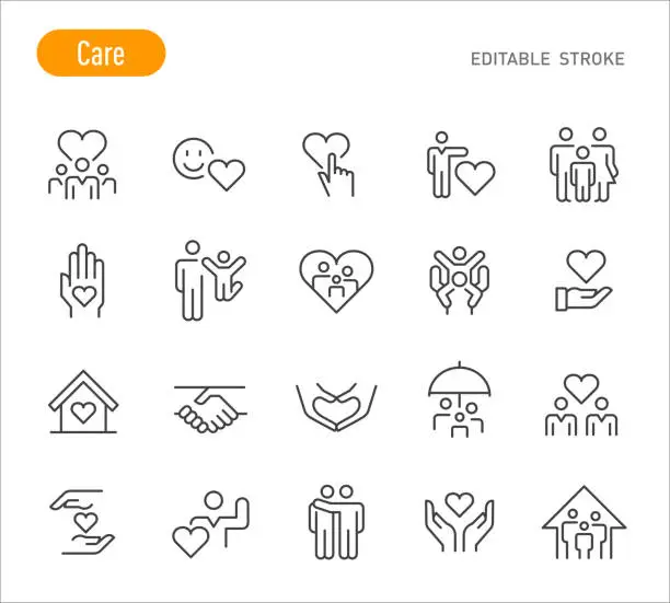Vector illustration of Care Icons - Line Series - Editable Stroke