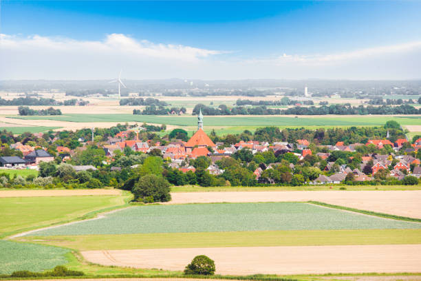 istock Aerial view on Wesselburen in Dithmarschen, Germany 1293325527
