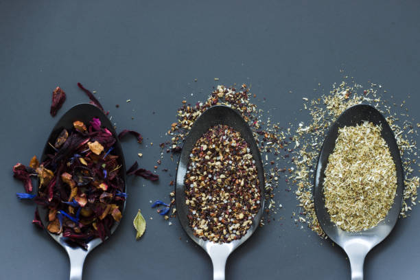 istock Close up of loose teas on spoons 1293326419
