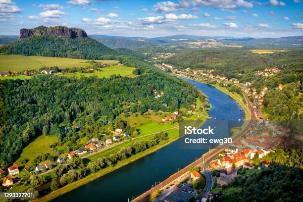 Vacations In Germany River Elbe And Lilienstein In Saxon Switzerland Stock Photo - Download Image Now