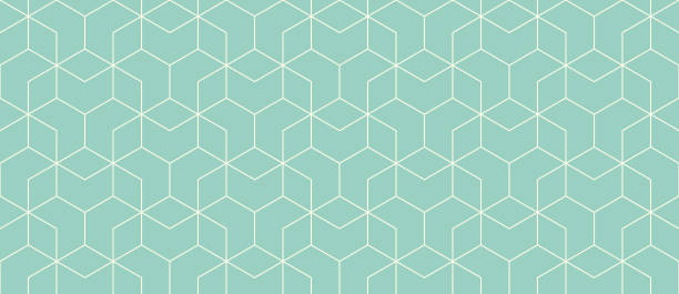 bezszwowy geometryczny wzór wektorowy - hexagon backgrounds mesh green stock illustrations