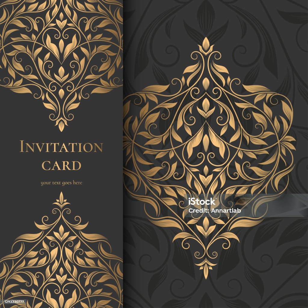 Thiết Kế Thiệp Mời Sang Trọng Màu Đen Và Vàng Mẫu Trang Trí Cổ ...