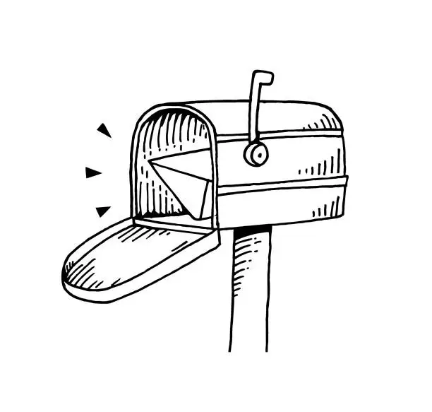 Vector illustration of Hand drawn mailing box stock illustration