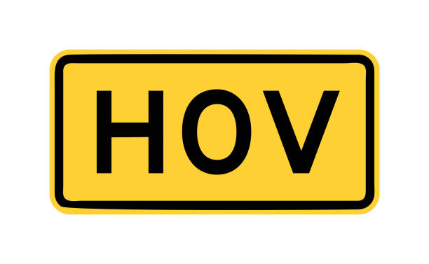 hov-spur-straßenschild in den usa - two lane highway stock-grafiken, -clipart, -cartoons und -symbole