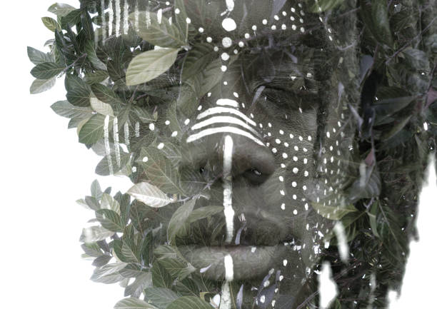 istock A portrait close up in black and white double exposure 1293333971