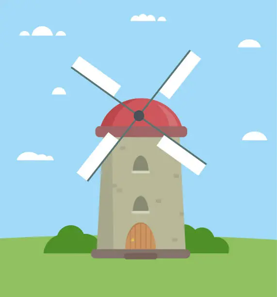 Vector illustration of Windmill stock illustration
