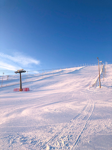 Ylläs ski slope in Lapland. Landscape, Winter Lapland. Photo on smartphone