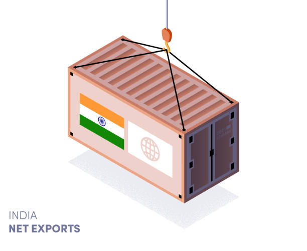 illustrazioni stock, clip art, cartoni animati e icone di tendenza di rappresentazione grafica vettoriale esportazione e importazione dell'india - india indian culture business technology