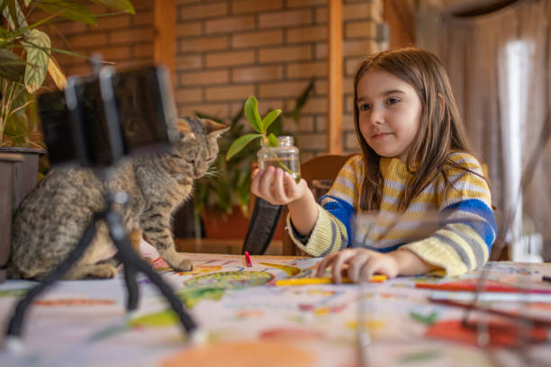 istock Small girl recording video about animals 1293339373