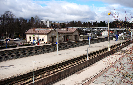 Hyvinkää, Finland - April 21, 2018 : Railway station at Hyvinkää