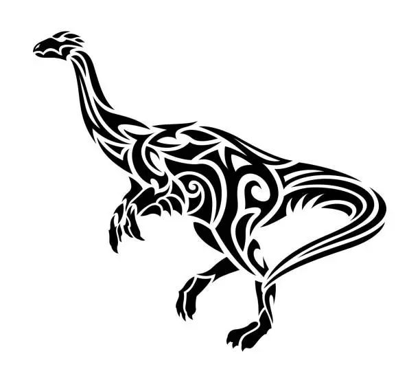 Vector illustration of Tribal tattoo art with black predatory dinosaur