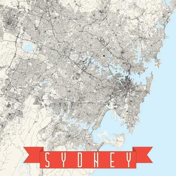 Vector illustration of Sydney, Australia Vector Map