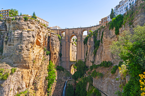 The Puente Nuevo - the New Bridge - is the most famous of the bridges in Ronda, Andalusia