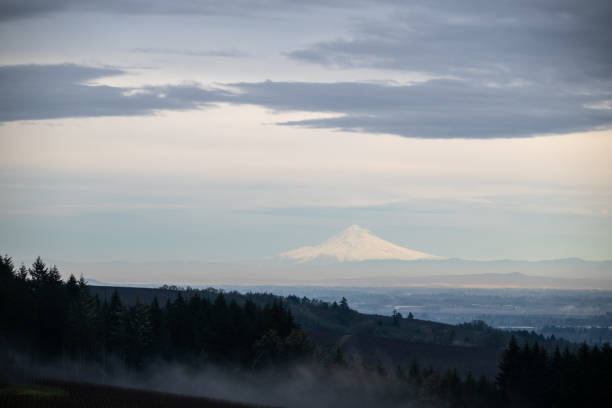 istock Mt Hood rises on the horizon, covered in snow 1293365351
