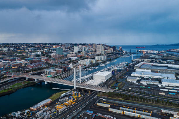 istock Dusk skyline bridge view on Tacoma, Washington 1293366870