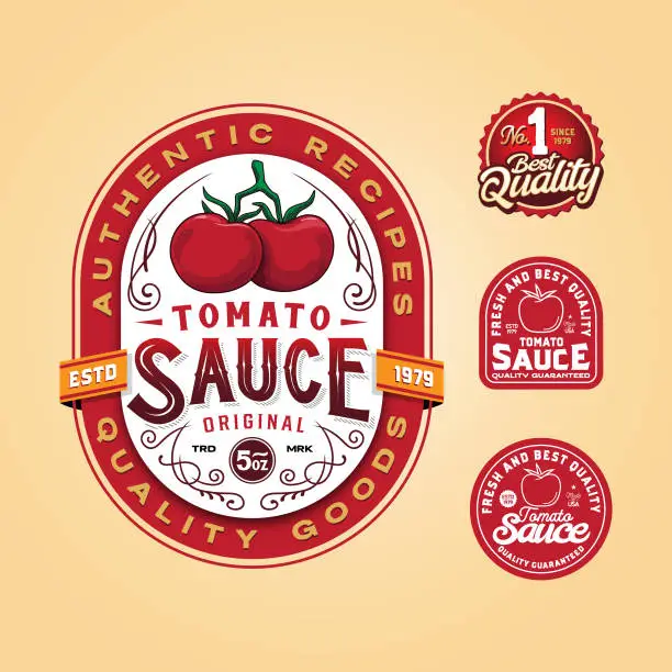 Vector illustration of Tomato sauce logo label badge