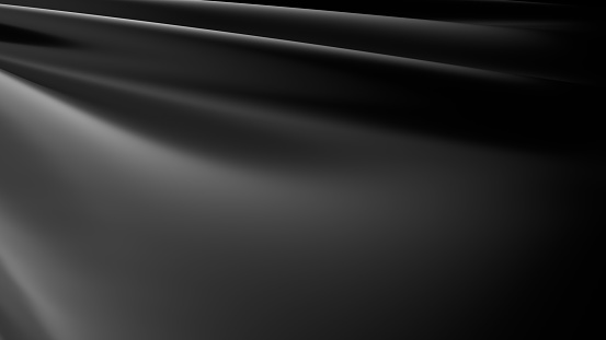 3D illustration of a black draped background