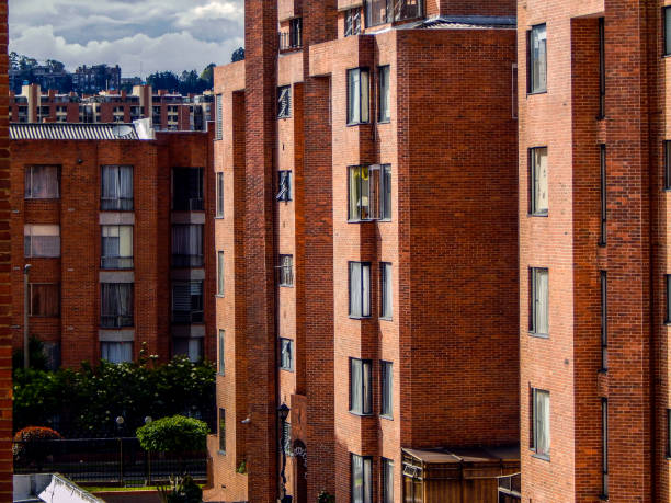 Residential buildings on cloudy day
