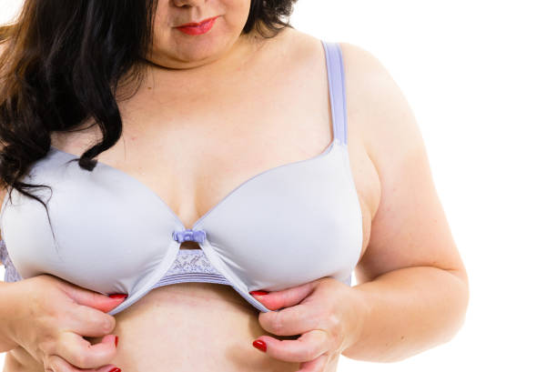 istock Fat woman big breast wearing bra 1293387983