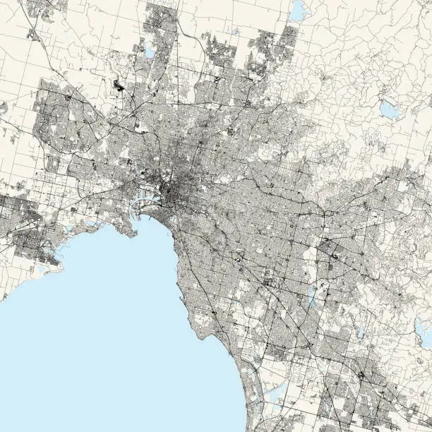 Vector illustration of Melbourne, Victoria, Australia Vector Map