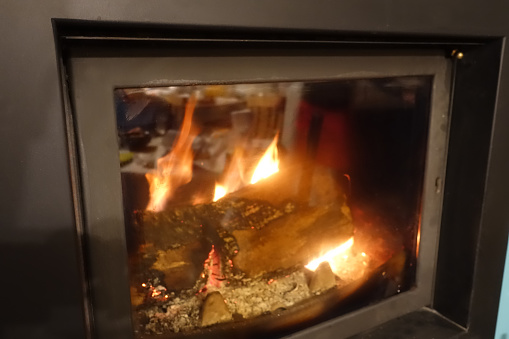 Fireplace insert  Fireplace fire  Wood fire  Heating the house