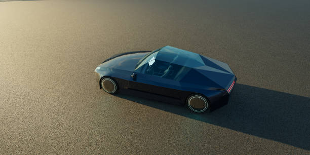 istock EV concept car on asphalt road. 3d rendering with my own creative design. 1293396535