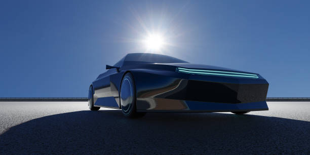 istock EV concept car on asphalt road. 3d rendering with my own creative design. 1293396645