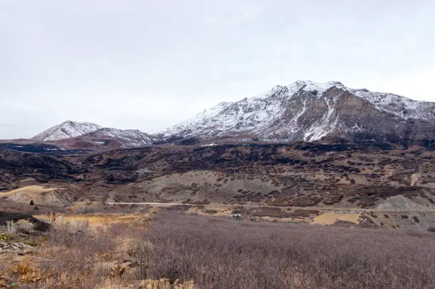 Photo of Burned Portion of Mount Timpanogos in Provo Canyon in Late Fall, Early Winter