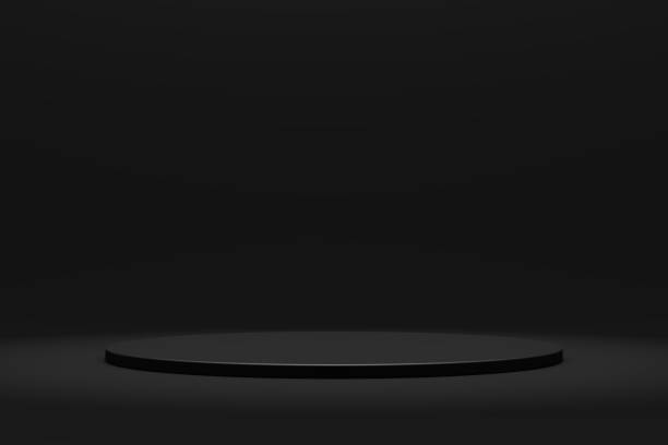 istock 3D Black Stands On Black Background, Product Stand, Blank Scene 1293399692
