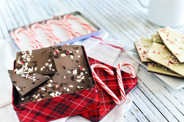 istock Candy Canes, Dark Chocolate & White Chocolate Peppermint Bark 1293400486