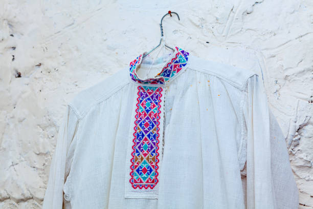 istock Old style shirt made of hemp fabric 1293401305
