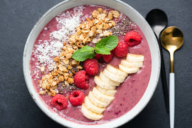 istock Healthy vegan fruit smoothie bowl 1293404162