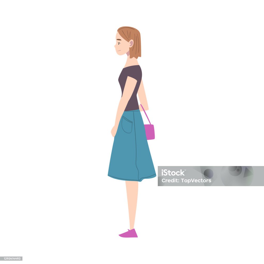 Ilustración de Vista Lateral De La Mujer Joven Que Lleva Un Vestido Elegante De Pie Y Espera De Estilo De Dibujos Animados Ilustración Vectorial y más Vectores Libres de Derechos de Adulto - Ilustración de Vista Lateral De La Mujer Joven Que Lleva Un Vestido Elegante De Pie Y Espera De Estilo De Dibujos Animados Ilustración Vectorial y más Vectores Libres de Derechos de Adulto -