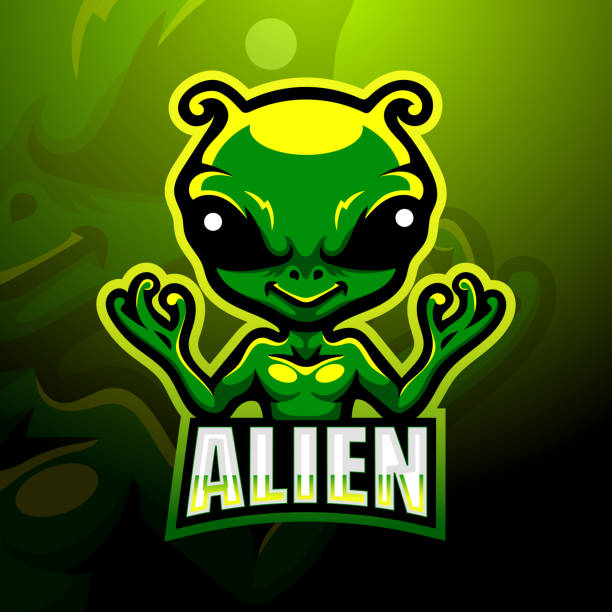 illustrations, cliparts, dessins animés et icônes de conception d’emblème d’esport de mascotte étrangère - mascot alien space mystery