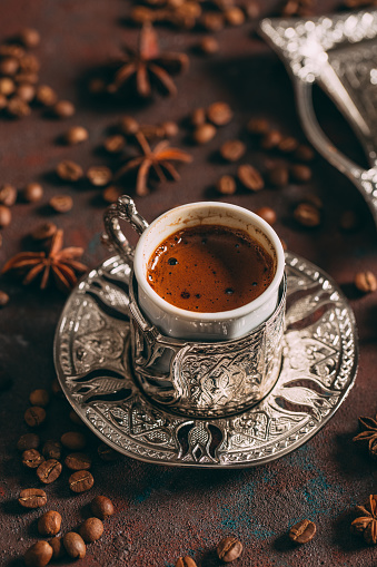 Turkish Coffee on the Rustic Background