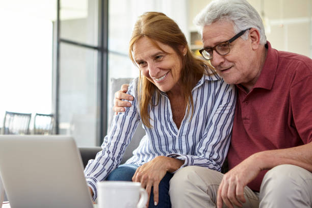 istock Couple having video call on laptop 1293418091