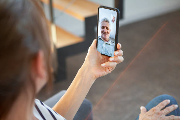istock Wife talking with her husband on video call 1293418094