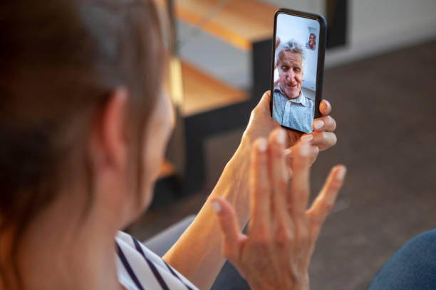 istock Wife talking to her husband on video call 1293418117