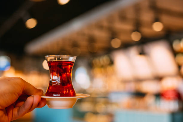 istock Hot Turkish Tea Served at the Cafe 1293420052