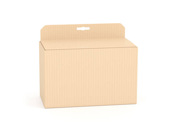 istock Hanging box. Brown cardboard package with a hole for hanging in retail stores 1293420896