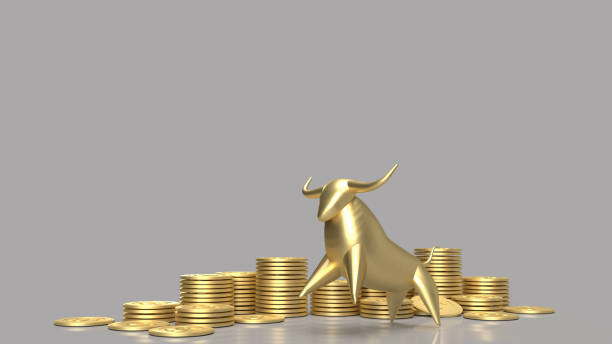 istock The gold bull and coins group for business content 3d rendering. 1293421204
