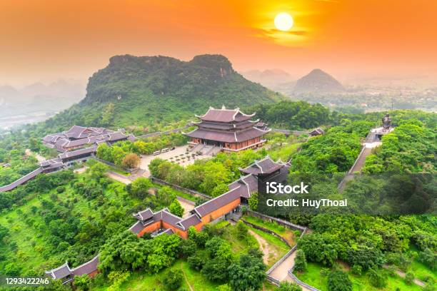 Sunset Landscape Of Bai Dinh Temple Complex From Above Stock Photo - Download Image Now