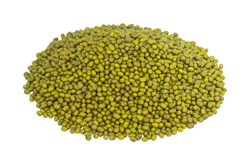 Mung bean isolated on white background. raw food for health concept.