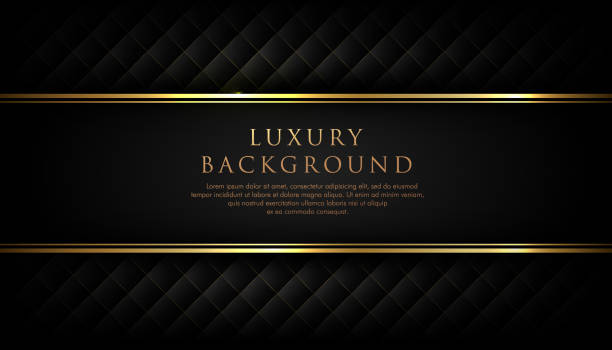 luxus-schwarzstreifen mit gold-rand auf dem dunklen hintergrund. vip-einladungbanner. premium und elegant. - alles teuer stock-grafiken, -clipart, -cartoons und -symbole