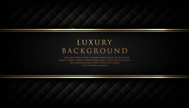 ilustrações de stock, clip art, desenhos animados e ícones de luxury black stripe with gold border on the dark background. vip invitation banner. premium and elegant. - luxo