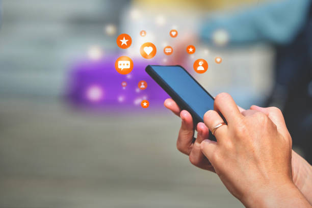 istock Smartphone concept in hands with social media activity subscribers, likes, messages 1293425745